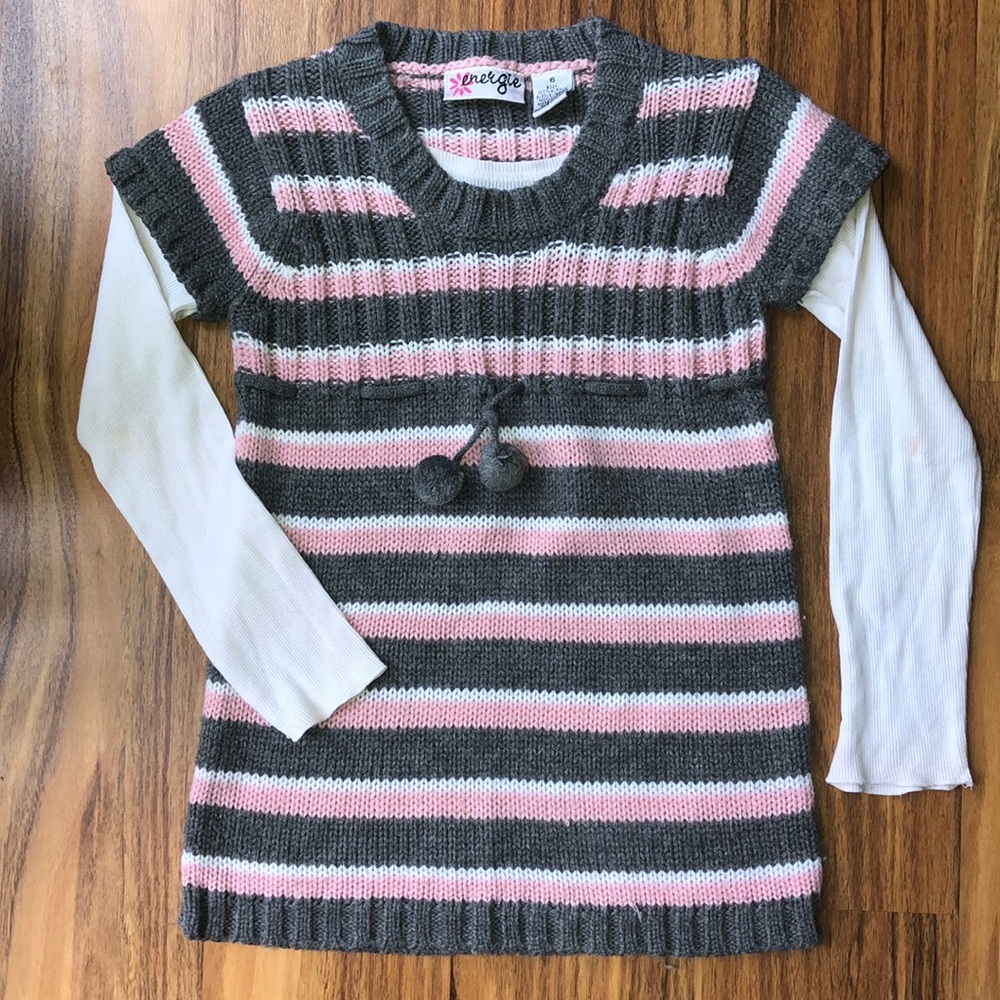 Girls Energie pink and grey sweater